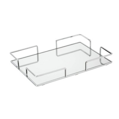 Modern Chrome and Mirror Rectangle Decorative Tray