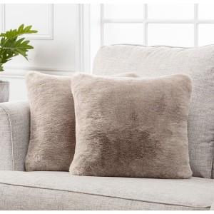 Chanasya Bokeh Plush Faux Fur Square Throw Pillow Covers - 2-Piece Set - 18" x 18” - 1 of 4