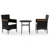 vidaXL 3 Piece Patio Dining Set Poly Rattan Black - 2 of 4