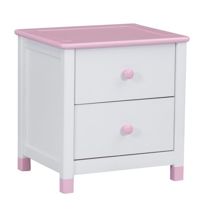 TiramisuBest Wooden Nightstand with Two Drawers with Pink+White for Nightstands