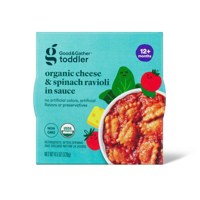 Organic Cheese and Spinach Ravioli Toddler Meal Bowl - 4.5oz - Good &#38; Gather&#8482;, 1 of 5