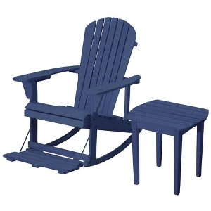 Jiallo Zero Gravity Collection Navy Blue Adirondack Rocking Chair with Built-in Footrest - 1 of 4