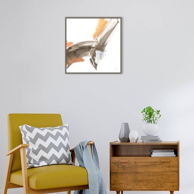 22" x 22" Abstract Brown and Orange Canvas Wall Art