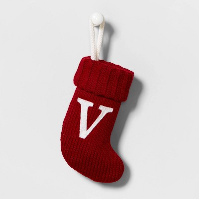 Mini Knit Monogram Christmas Stocking Red - Wondershop™