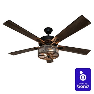 52" Oil Rubbed Bronze Wi-Fi Smart Lighted Ceiling Fan - River of Goods: Remote & Reversible Blades - 1 of 4