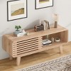 GlasFlength TV Stands and Consoles TV Stand with Storage Cabinet Sliding Door Mid Modern Century Console Table for Living Room, Beige, 50"*17"*5" - 4 of 4