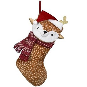 Aoibox 21 Inch Red Brown Sika Deer Plush Christmas Stocking Personalized Velvet Fireplace Hanging Ornament 1 Piece for Holiday Decor - 1 of 4