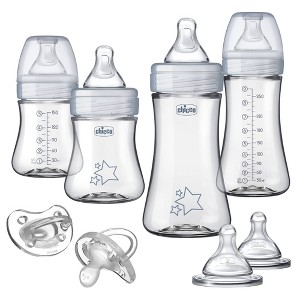 Chicco Duo Newborn Hybrid Baby Bottle Starter Gift Set with Invinci-Glass Inside/Plastic Outside - Neutral - 8pc - 1 of 4