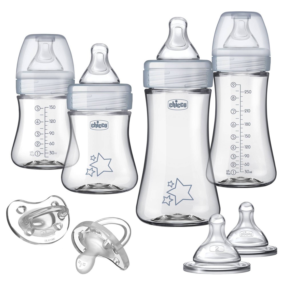 Chicco Duo Newborn Hybrid Baby Bottle Starter Gift Set with Invinci-Glass Inside/Plastic Outside - Neutral - 8pc -  82760096