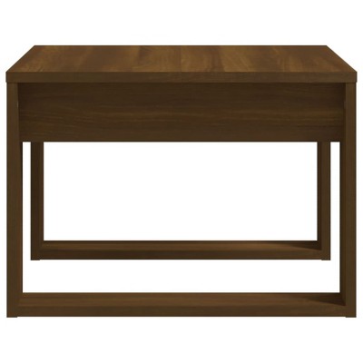 Oak square side table side view