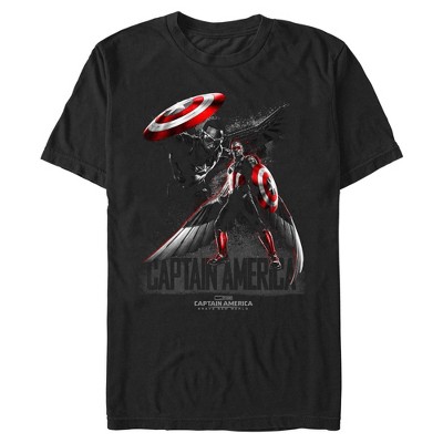 Men's Captain America: Brave New World Black and Red Action Poster  T-Shirt - Black - 2X Large