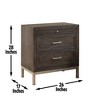 Vynxaria Nightstand - Walnut Brown Finish, Mindi Veneers, Champagne Metal Base/Hardware, Pull-Out Shelf, Picture Frame Drawer Fronts - 3 of 4
