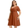 Coolmee Women's Summer Midi Dress V Neck Short Sleeve A Line Flowy Casual Beach Sundress - 4 of 4