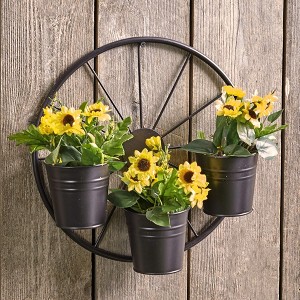 The Lakeside Collection Wagon Wheel Fence or Planter - Planter - 1 of 3