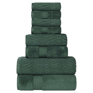 Chevron Zero Twist Cotton Solid and Jacquard Hand Towel Set of 6 by Blue Nile Mills - 1 of 4