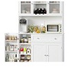 White- Kitchen Pantry Storage Cabinet,Freestanding Farmhouse Cabinet Coffee Bar Cabinet With 14 Shelves And Drawer, Kitchen Hutch Storage Cabinet, K - 4 of 4