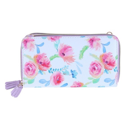 Daisy Rose Checkered Multi Card Wallet Clutch - RFID Blocking Organizer Card  Holder with Zipper Pockets -PU Vegan Leather 