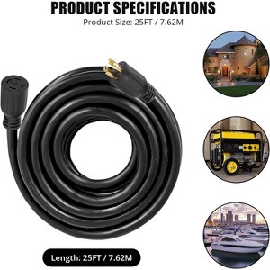 30A Generator Extension Cord, 4 Prong Generator Power Extension Cord, 10/4 AWG Gauge STW Cord with Locking Connector, L14-30P to L14-30R, 25ft - 1 of 4