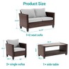 Sonkuki 4 Pieces Patio Conversation Set, Loveseat Sofa with Coffee Table, All-Weather PE Rattan Wicker Sofa - 3 of 4
