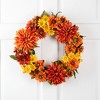 Northlight 22" Unlit Orange/Yellow Harvest Mums and Daisies Artificial Floral Wreath - 2 of 4