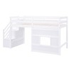 CAVINAS Twin Size Loft Bed Wood Bed Frame with Storage Stairs, Guardrail and Window for Bedroom - 4 of 4