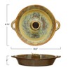 Storied Home Stoneware Dish with Toothpick Holder, Reactive Glaze, Brown (Each One Will Vary) - 2 of 4