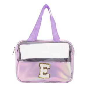 Unique Bargains Women's Clear Letter E Makeup Bag Purple 1 Pc - 1 of 3