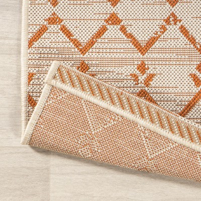 Boho Chic Cream/Orange Geometric Synthetic 5' x 7' Area Rug