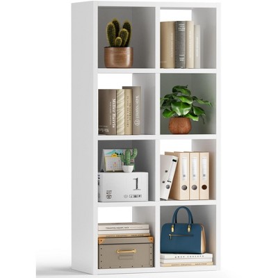 COMHOMA 4/6/8 Wood Cube Storage Shelf, White Wood Bookshelf with Removable Back Panels, Open Back Design for Vertical or Horizontal Placement
