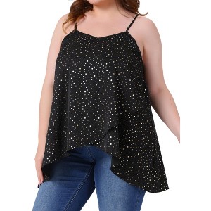 Agnes Orinda Women's Plus Size Spaghetti Straps Polka Dots Camisole Loose Flowy Summer Tank Tops - 1 of 4