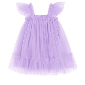 Arshiner Toddler Tulle Dress for Girls Layered Tutu Ruffle Dresses Swing Twirly Fairy Summer Birthday Party Wedding Sundress Lilac 6-9 Months