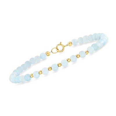 Ross-Simons 18.00 ct. t.w. Aquamarine Bead Bracelet in 10kt Yellow Gold Size 7