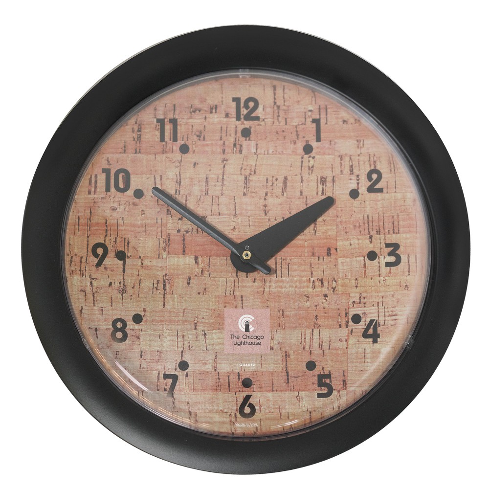 Photos - Wall Clock 14" x 1.8" Cork Traditional Decorative  Black Frame - By Chicago