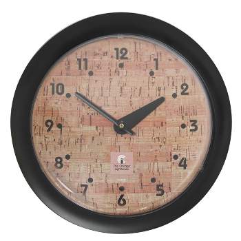 14" x 1.8" Cork Traditional Decorative Wall Clock Black Frame - By Chicago Lighthouse