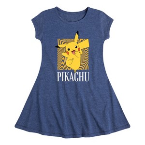 Girls' - Pokémon - Hypnotic Pikachu Art Fit & Flair Cap Sleeve Dress - 1 of 3