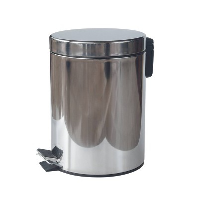 Soft Close Lid Black Round Metal Step Trash Can Waste Bin 6-liters-1.6-gal.