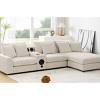 L-Shaped Sectional Sofa with Ottoman, Sofa with Bluetooth Speakers and Multifunctional Console, Corduroy Sofa with Wood Frame-Coolbibila - 3 of 4