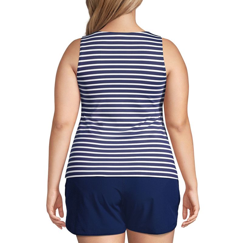 Lands' End Women's Mastectomy Chlorine Resistant Square Neck Tankini Top Swimsuit Adjustable Straps, 2 of 6