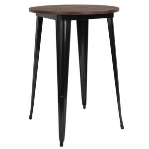 Emma and Oliver 30" Round Wood/Metal Indoor Bar Height Table - 1 of 4