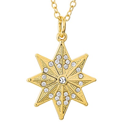 Marvel Captain Hala Star Yellow Gold Plated Crystal Necklace, 18"
