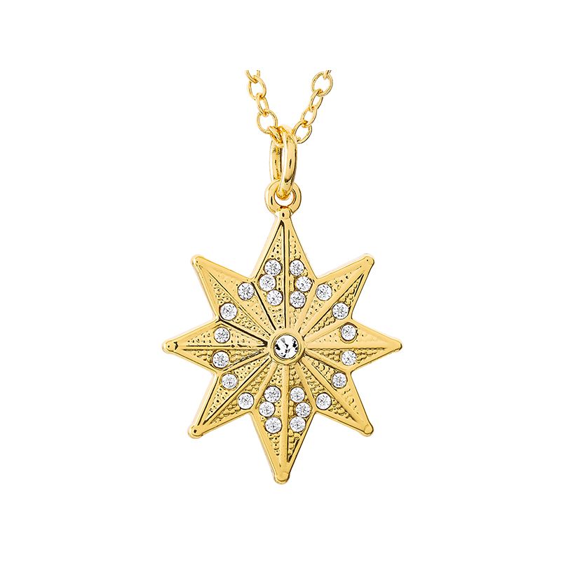 Marvel Captain Hala Star Yellow Gold Plated Crystal Necklace, 18", 1 of 6