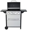 KTMBDW 4-Burner Propane Gas BBQ Grill, 34200BTU Output With Wire Enamel Cooking Grids For Outdoor Barbecue, Foldable Side Table, Hanging Basket,Silver - 3 of 4