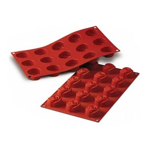 Silikomart Silicone Bakeware Rose Shaped Mold 0.78 Oz, 1.73" Dia x 1.06" High 15 Cavities - 1 of 3