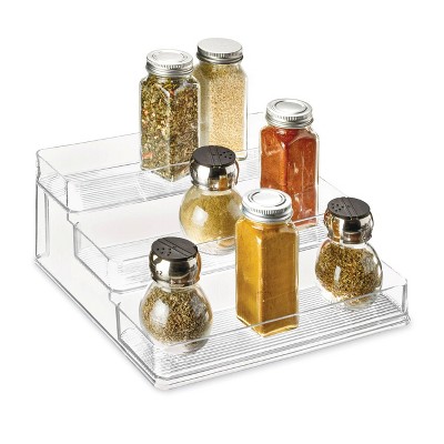 iDESIGN Linus Plastic Stadium Spice Racks Tiered Organizer Clear: Kitchen Cabinet Storage, Hand Wash, 10x9x4 inches — фото 3