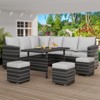 7-Piece Outdoor Patio Furniture Set – Rattan Chairs with Ottoman & Wood Coffee Table, Wicker Sectional Conversation Sofa in Beige - 4 of 4