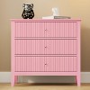 Heynemo Fluted 3 Drawer Dresser, Set of 1 with Ball Bearing Slide, Modern Nightstand Cabinet with Spacious Storage for Bedroom, Hallway, White - 3 of 4
