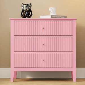 Heynemo 3 Drawer Dresser, Painted 30 Inch Tall Wood Nightstand with Storage, Wide Modern Chest of Drawers with Ball Bearing Slide - 1 of 4