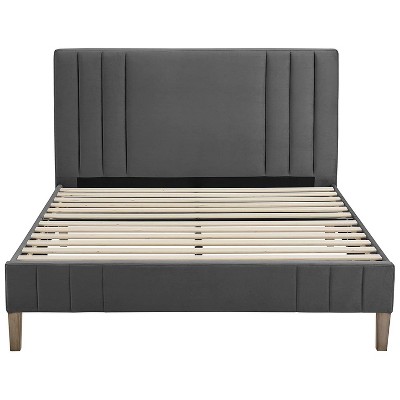 Classic Brands Chicago Modern Contemporary Tufted Upholstered 3-In-1 Platform Bed with Headboard, Wood Frame, and Wood Slat Support, Full, Dark Grey