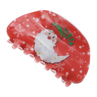 Unique Bargains Christmas Hair Clips Hat Semicircle for Christmas 3.35"x1.77"x1.77" Red White 1 Pc
