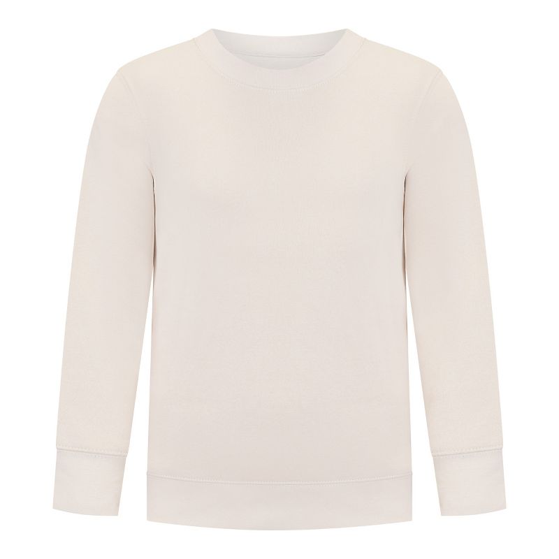 EVERYDAY KIDS Girls’ Fleece Crewneck Sweatshirt; Girls Long Sleeve Pullover Shirt - Soft and Breathable Cotton/Poly Blend, Off-White, Size 10/12 L